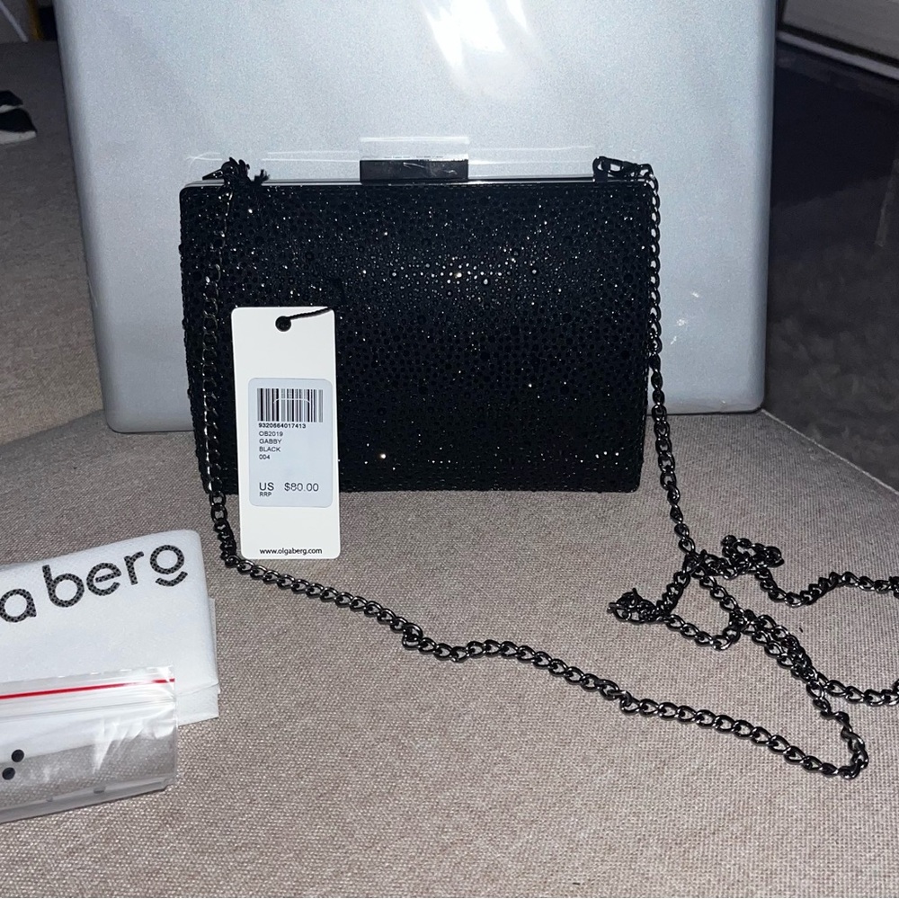 Olga Berg Sparkling Black Evening Clutch